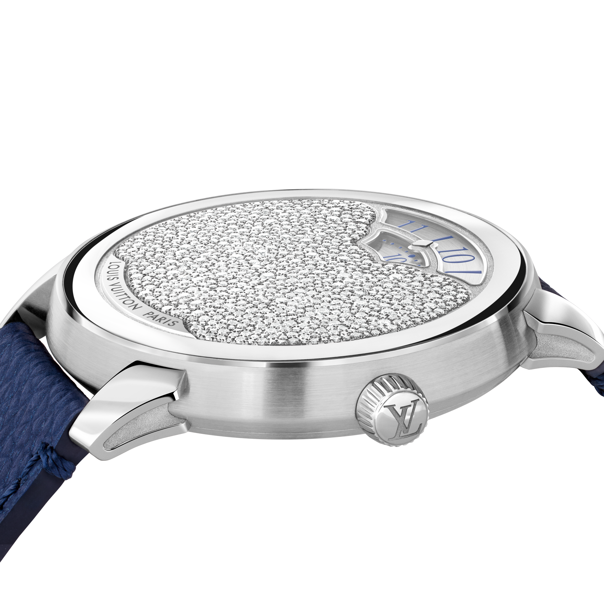 Tambour Convergence, Automatic, 37mm, Platinum and diamonds  in Watches's All Watches } collections by Louis Vuitton (Product zoom)